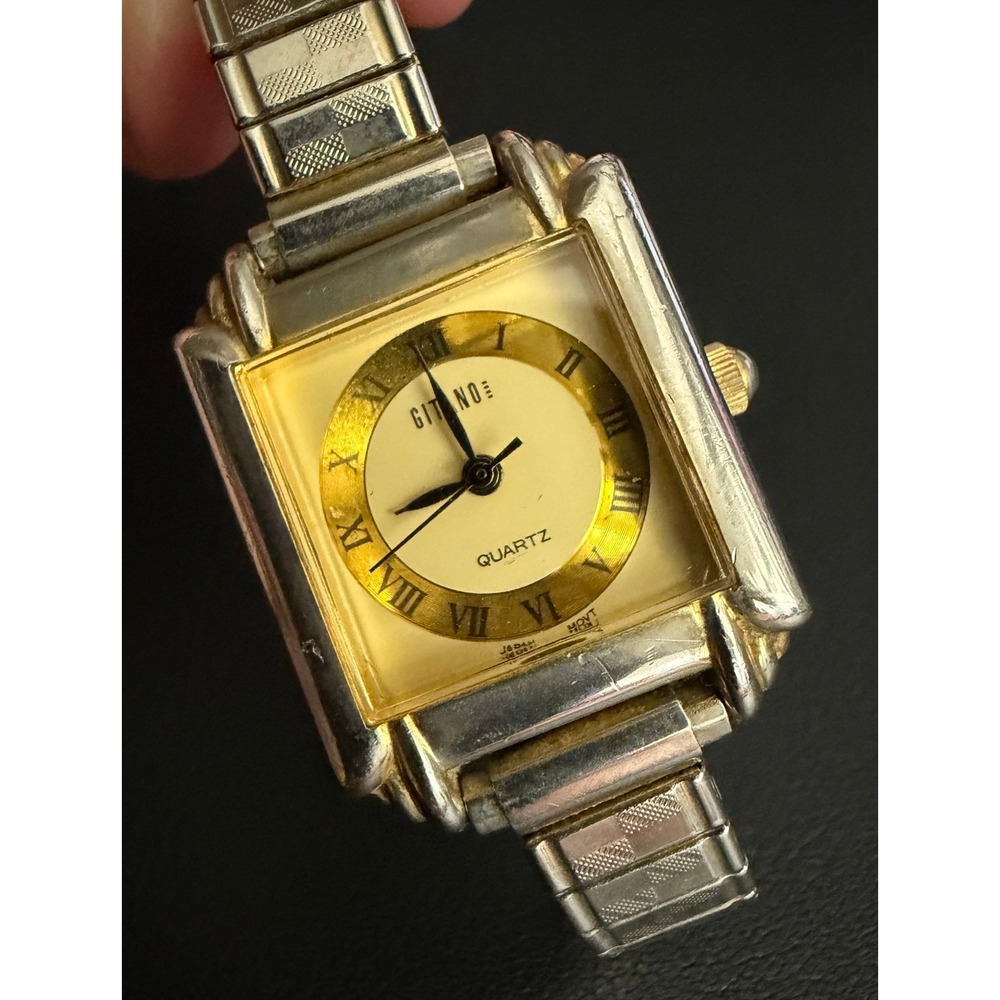 Vintage Gitano Watch Tank Gold Tone Stretch Band